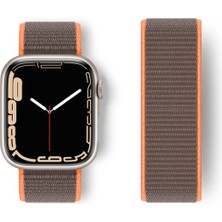 Bilişim Akademi  Apple Watch 44MM Uyumlu Hasır Kordon Kumaş Kayış Cırtcırtlı Kordon - Kahverengi