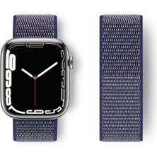 Bilişim Akademi  Apple Watch Ultra 49MM Uyumlu Hasır Kordon Kumaş Kayış Cırtcırtlı Kordon - Lacivert