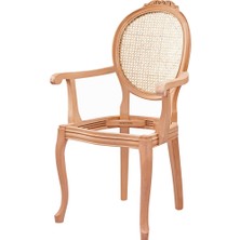 Mobilya Baba Üsküdar Hasırlı Oymalı Kollu Sandalye Cilasız Ham Ahşap