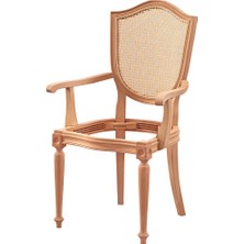 Mobilya Baba Eşme Hasırlı Tornalı Kollu Sandalye Cilasız Ham Ahşap