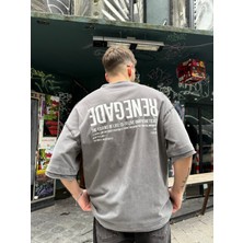 Renegade Yıkamalı Oversize T-Shirt - Gri