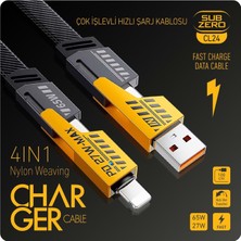 Subzero CL24 4in1 Type-C 65W To Usb-A + Type-C To Lightning 27W Hızlı Şarj Kablosu