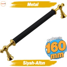 Badem10 Melis (160 mm - 16 cm) Siyah Gold Metal Mobilya Mutfak Çekmece Dolap Dolabı Kulbu Kulpları