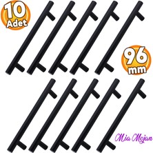 Badem10 (10 Adet) Mia Mojan 96 mm Mat Siyah Metal Mobilya Mutfak Çekmece Dolap Dolabı Kulbu Kulpları