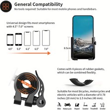 Motosiklet Telefon Tutacağı - 360° Dönebilen, 20-40MM Gidonlara Uyar, Akıllı Telefonlar 4.5-7.0 ile Uyumlu