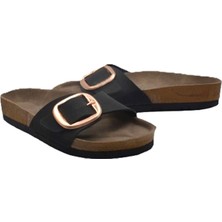 Shoemix Siyah Nubuk Kadın Tek Toka Terlik - MTM-0049