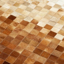 Decomarie Ombre Desen Siyah, Kahverengi ve Krem Inek Derisi Patchwork Halı
