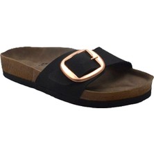 Shoemix Siyah Nubuk Kadın Tek Toka Terlik - MTM-0049