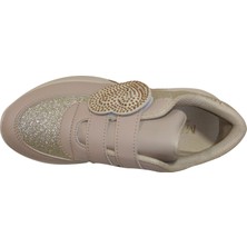 Minimass Vizon Kahverengi Altın Kalpli Cırtlı Sneakers Çocuk Ayakkabı