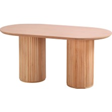 Mobilya Baba Dinar 170 Lik Oval Masa Cilasız Ham Ahşap