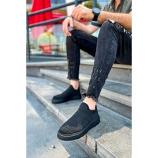 Shoecide SHO411 Bağcıksız Yüksek Taban Tst Craig Erkek Ayakkabı Sıyah