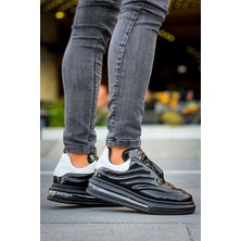 Shoecide SHO299 Lastikli Yüksek Taban Grt Sollıevo Erkek Ayakkabı Sıyah/beyaz