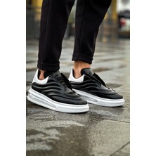 Shoecide SHO299 Lastikli Yüksek Taban Gbt Sollıevo Erkek Ayakkabı Sıyah/beyaz