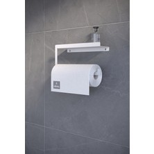 Alfams Siyah Modern Korumalı Raflı Paslanmaz Çelik Metal Rulo Kağıt Havluluk Peçetelik Banyo Mutfak Düzenleyici