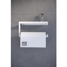 Alfams Siyah Modern Korumalı Raflı Paslanmaz Çelik Metal Rulo Kağıt Havluluk Peçetelik Banyo Mutfak Düzenleyici