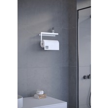 Alfams Siyah Modern Korumalı Raflı Paslanmaz Çelik Metal Rulo Kağıt Havluluk Peçetelik Banyo Mutfak Düzenleyici