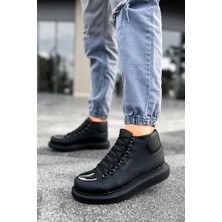 Shoecide SHO267 Bağcıklı Yüksek Taban Cst Roma Mirror Erkek Spor Bot Sıyah