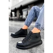 Shoecide SHO267 Bağcıklı Yüksek Taban Cst Roma Mirror Erkek Spor Bot Sıyah