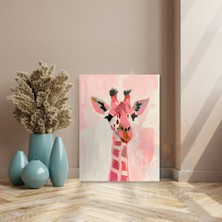 Artarilion Kanvas Tablo Pembe Sevimli Zürafa Modern Tablo Ev Dekoru Kanvas Tablo