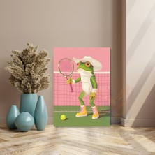 Artarilion Tenis Oynayan Kurbağa Kanvas Tablo Modern Ev Dekoru Salon Tablosu