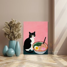 Artarilion Kanvas Tablo Noodle ve Kedi Görseli Sevimli Kanvas Tablo Ev Hediyesi Ev Dekorasyonu
