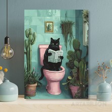 Artarilion Kanvas Tablo Gazete Okuyan Siyah Kedi Kanvas Tablo Yeni Ev Hediyesi