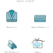 Kubbe Wedding Aile Bornoz Seti 6 Parça- Sabun Hediyeli