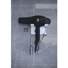Beyaz Saç Kurutma Makinesi Tutacağı, Banyo Lavabo Fön Makinesi Askısı Ultra Güçlü Yapışkanlı