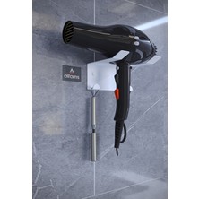 Beyaz Saç Kurutma Makinesi Tutacağı, Banyo Lavabo Fön Makinesi Askısı Ultra Güçlü Yapışkanlı
