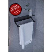 Siyah Metal Raflı, Stantlı, Organizer Havlu Askısı Ultra Güçlü Yapışkanlı