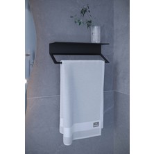 Siyah Metal Raflı, Stantlı, Organizer Havlu Askısı Ultra Güçlü Yapışkanlı