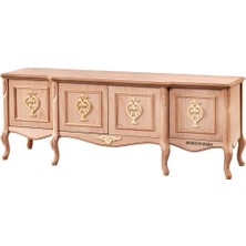 Mobilya Baba Manyas Oymalı Tv Sehpası Cilasız Ham Ahşap