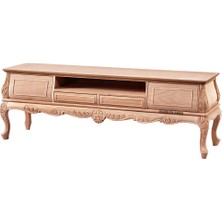 Mobilya Baba Iskilip 184 Lik Oymalı Tv Sehpası Cilasız Ham Ahşap