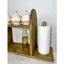O&a Wood Doğal Ahşap Mutfak-Banyo Rafı Tezgah Üstü Düzenleyici Baharatlık Organizer Çok Amaçlı Raf Koyu Meşe