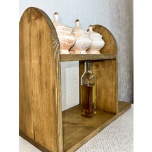 O&a Wood Doğal Ahşap Mutfak-Banyo Rafı Tezgah Üstü Düzenleyici Baharatlık Organizer Çok Amaçlı Raf Koyu Meşe