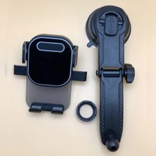 Karbon 360° Dönebilen Vakumlu Teleskopik Araç Telefon Tutucu Navigasyon Araç Tutacağı