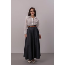 Kadın Indigo Midi Boy Denim Etek