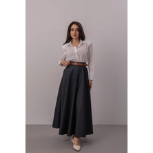 Kadın Indigo Midi Boy Denim Etek