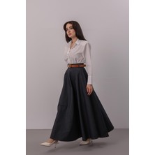 Kadın Indigo Midi Boy Denim Etek