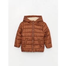 Baby Kahverengi Kapüşonlu Erkek Bebek Şişme Mont