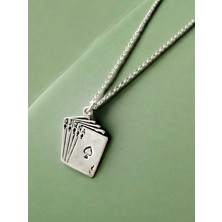 Alaja Silver İskambil Kağıtları, İskambil Destesi Parlak Tasarım 925 Ayar Gümüş Kolye