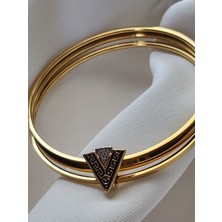 Zülisch Ajda Bilezik Charm Model Çelik 3lü Bileklik Gold