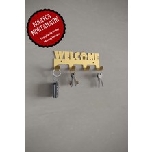 Alfams Welcome Hoşgeldiniz Yazılı Metal Anahtar Askısı Metal Anahtarlık Dekoratif Anahtar Askılığı Siyah