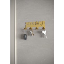 Alfams Welcome Hoşgeldiniz Yazılı Metal Anahtar Askısı Metal Anahtarlık Dekoratif Anahtar Askılığı Siyah