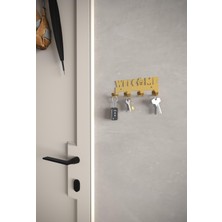Alfams Welcome Hoşgeldiniz Yazılı Metal Anahtar Askısı Metal Anahtarlık Dekoratif Anahtar Askılığı Siyah