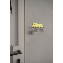 Alfams Welcome Hoşgeldiniz Yazılı Metal Anahtar Askısı Metal Anahtarlık Dekoratif Anahtar Askılığı Siyah