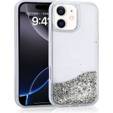 ZORE Apple iPhone 12 Uyumlu Kılıf Sıvılı Simli Şeffaf Arka Yüzey Zore Keto Silikon Kapak