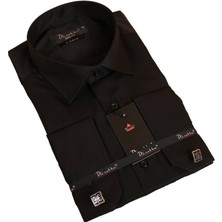 Dicotto Siyah 8 Drop Ekstra Uzun Kol Dar Kesim Micro Kumaş Kol Düğmeli Slim Fit Erkek Gömlek - 197-6