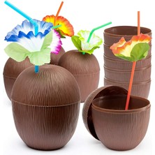 Ynt İthalat Hindistan Cevizi Hawaii Luau Aloha Pipetli İçecek Kabı Bardak 10x13 Cm 1 Adet