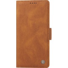 4U Sky Xiaomi Redmi Note 14 Pro 4g Yıkatu YK-004 Cilt Dokunuşlu Cüzdan Telefon Kılıfları-Kahverengi (Yurt Dışından)